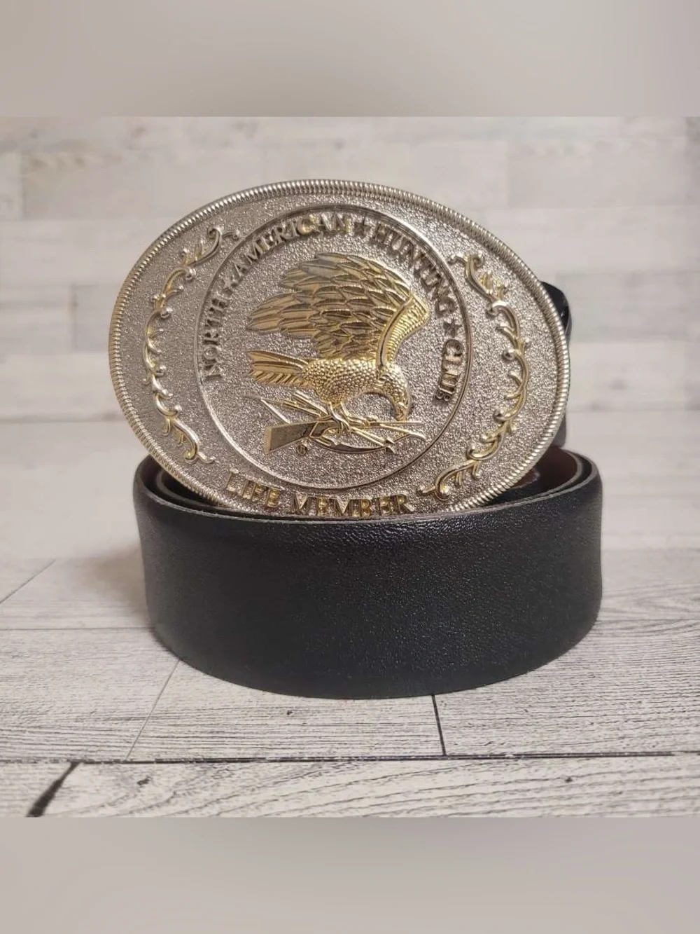 Men's North American Hunting Club Black Leather Western Cowboy Belt Size 38